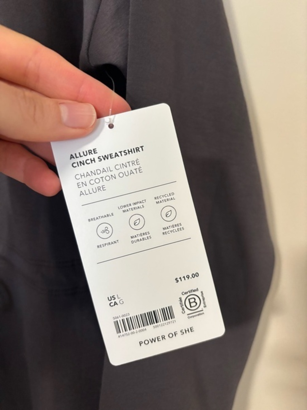 Athleta Allure‎ Cinch Mock Neck Sweatshirt in Gray - Picture 4 of 9